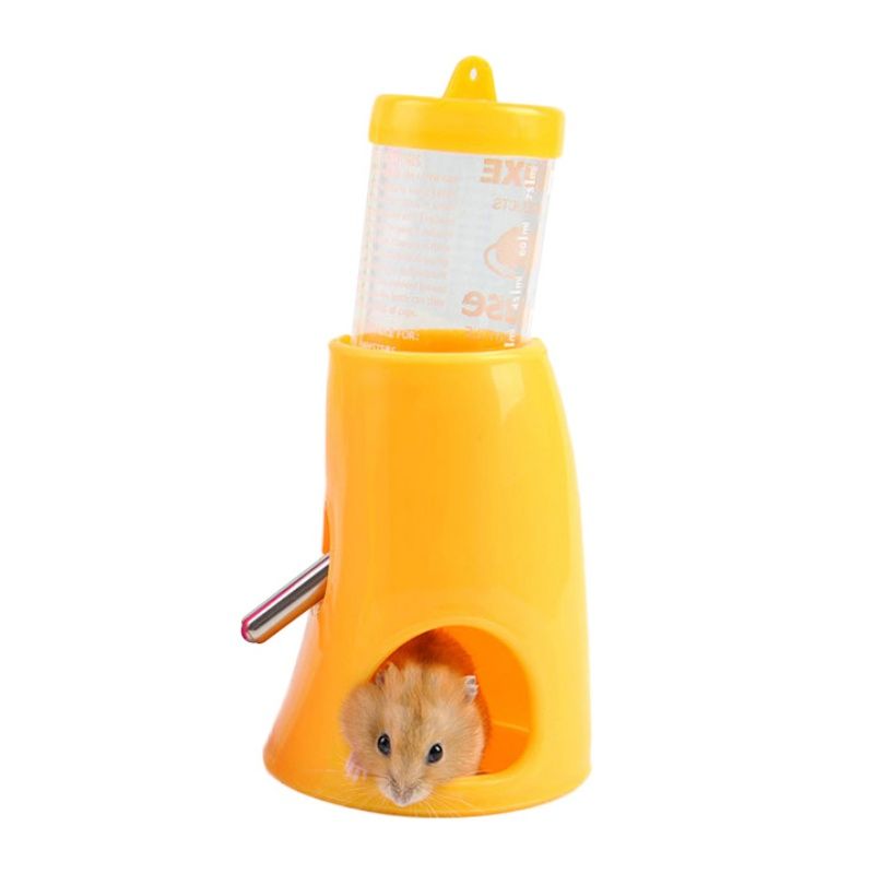 2 in 1 House & Bottle Base Holder For Hamster Use (Yellow / Blue)